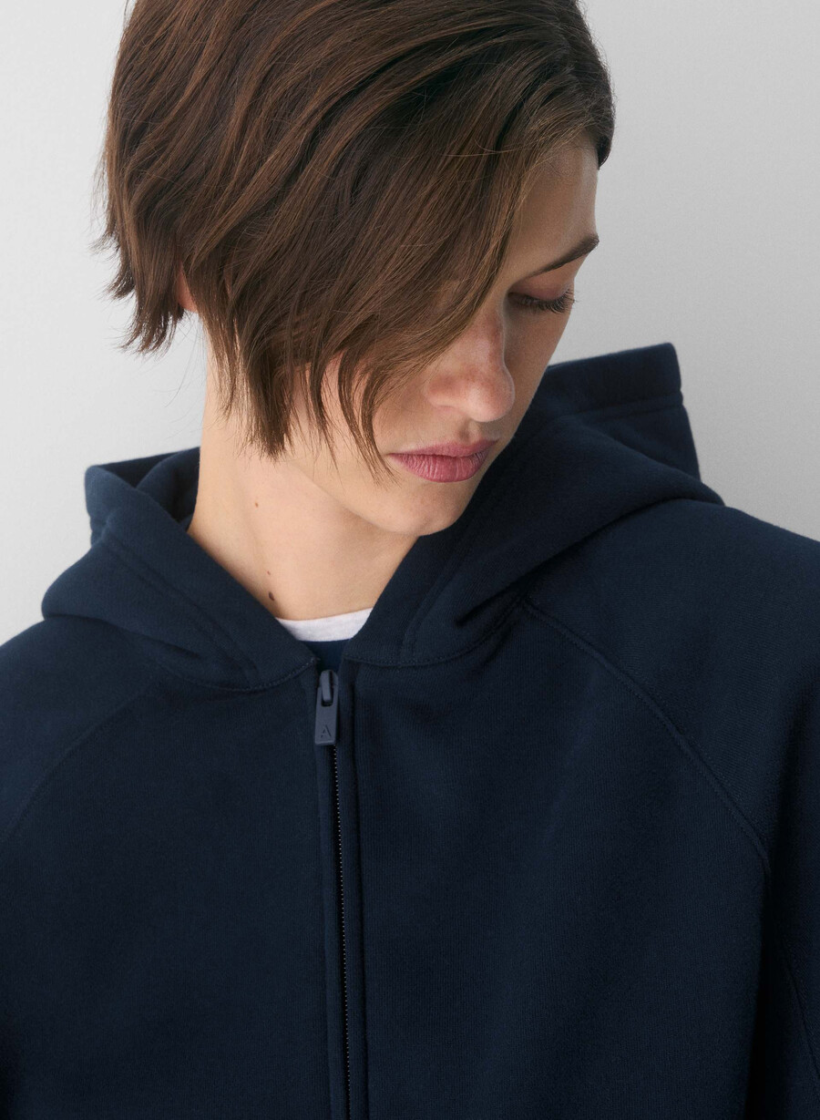felpa con cappuccio e zip cozy sweatfleece mega raglan admiral