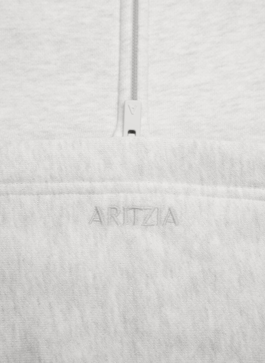 felpa con cappuccio e zip cozy sweatfleece mega raglan heather cloud white