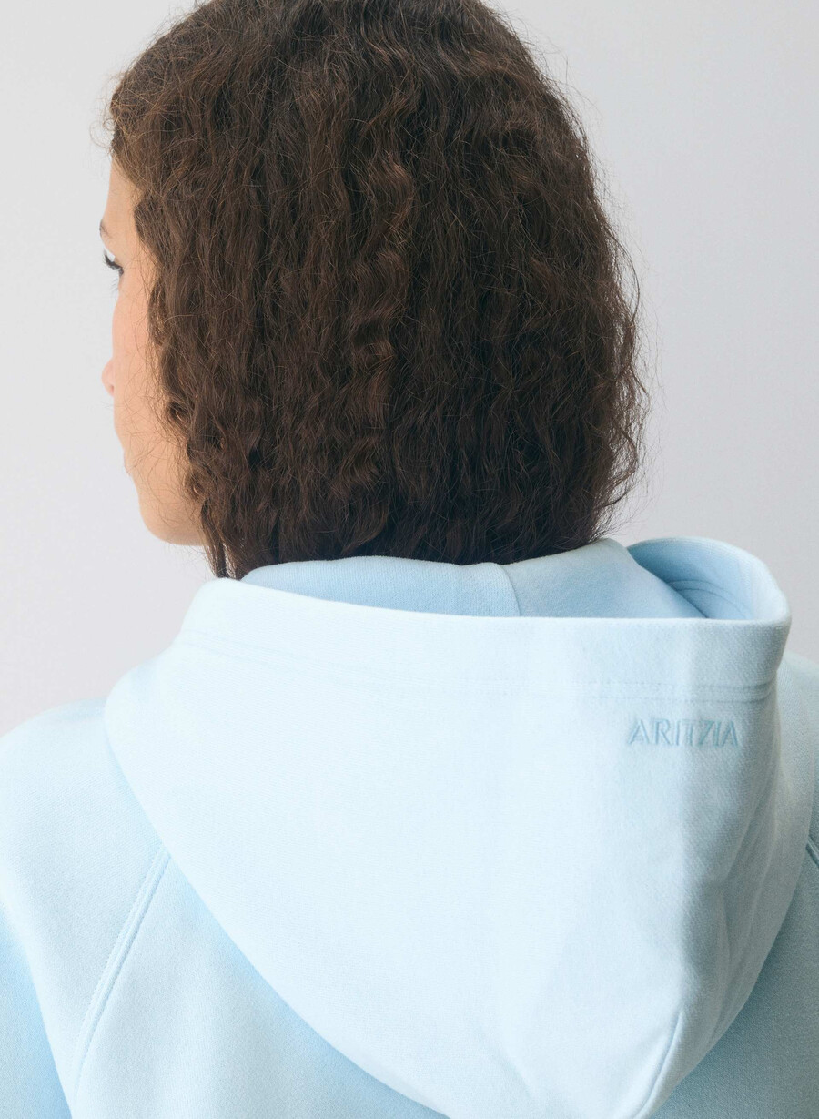 felpa con cappuccio e zip cozy sweatfleece mega raglan villa blue