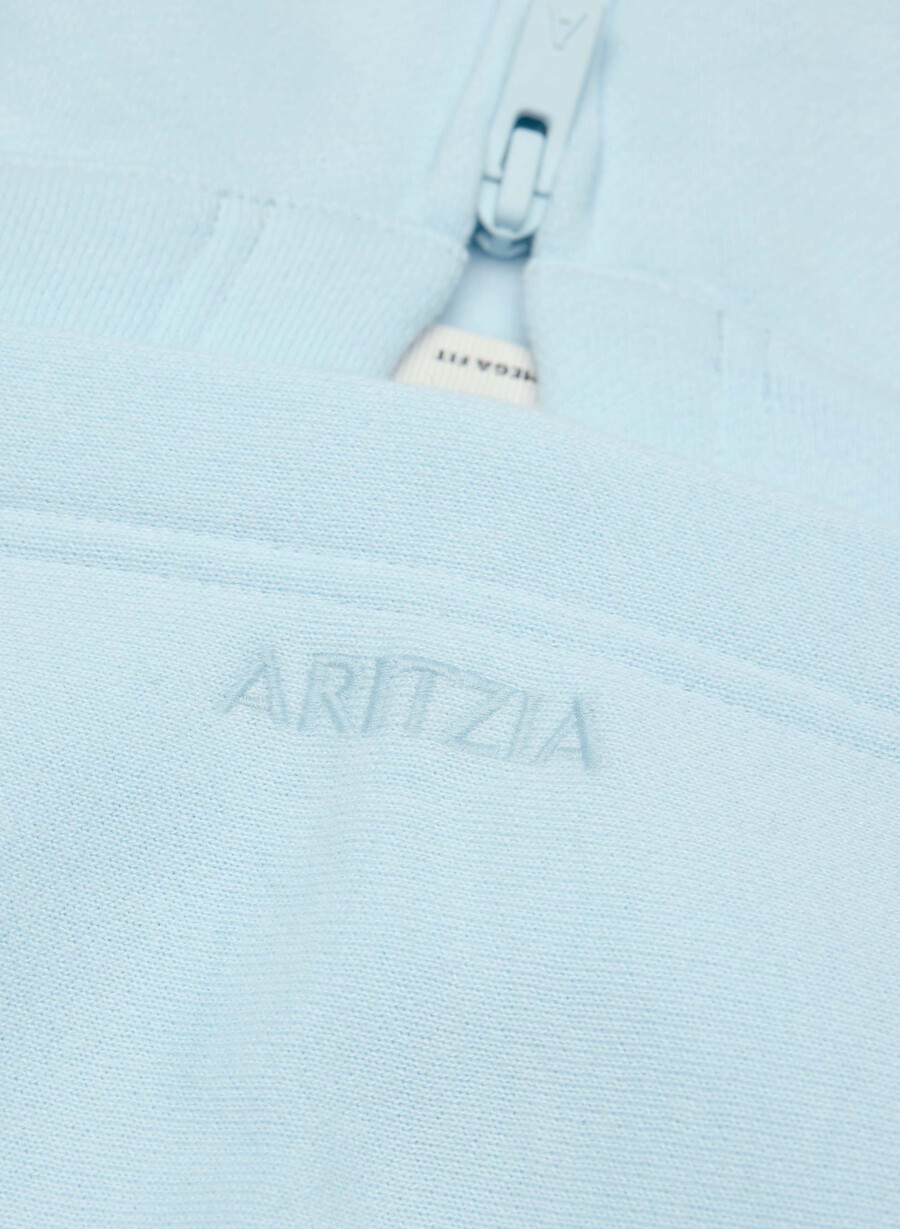 felpa con cappuccio e zip cozy sweatfleece mega raglan villa blue
