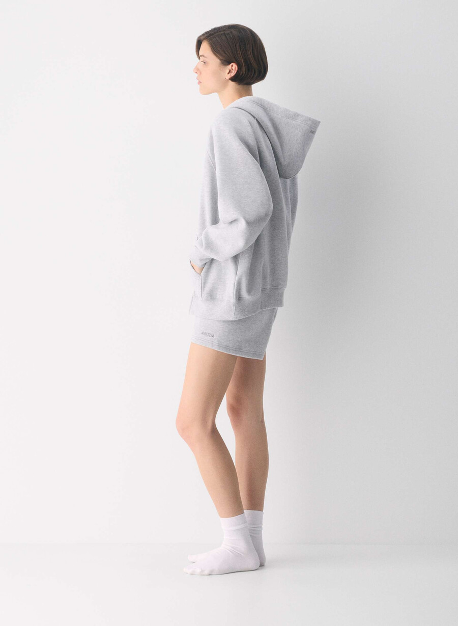 felpa con cappuccio e zip cozy sweatfleece mega raglan heather chrome