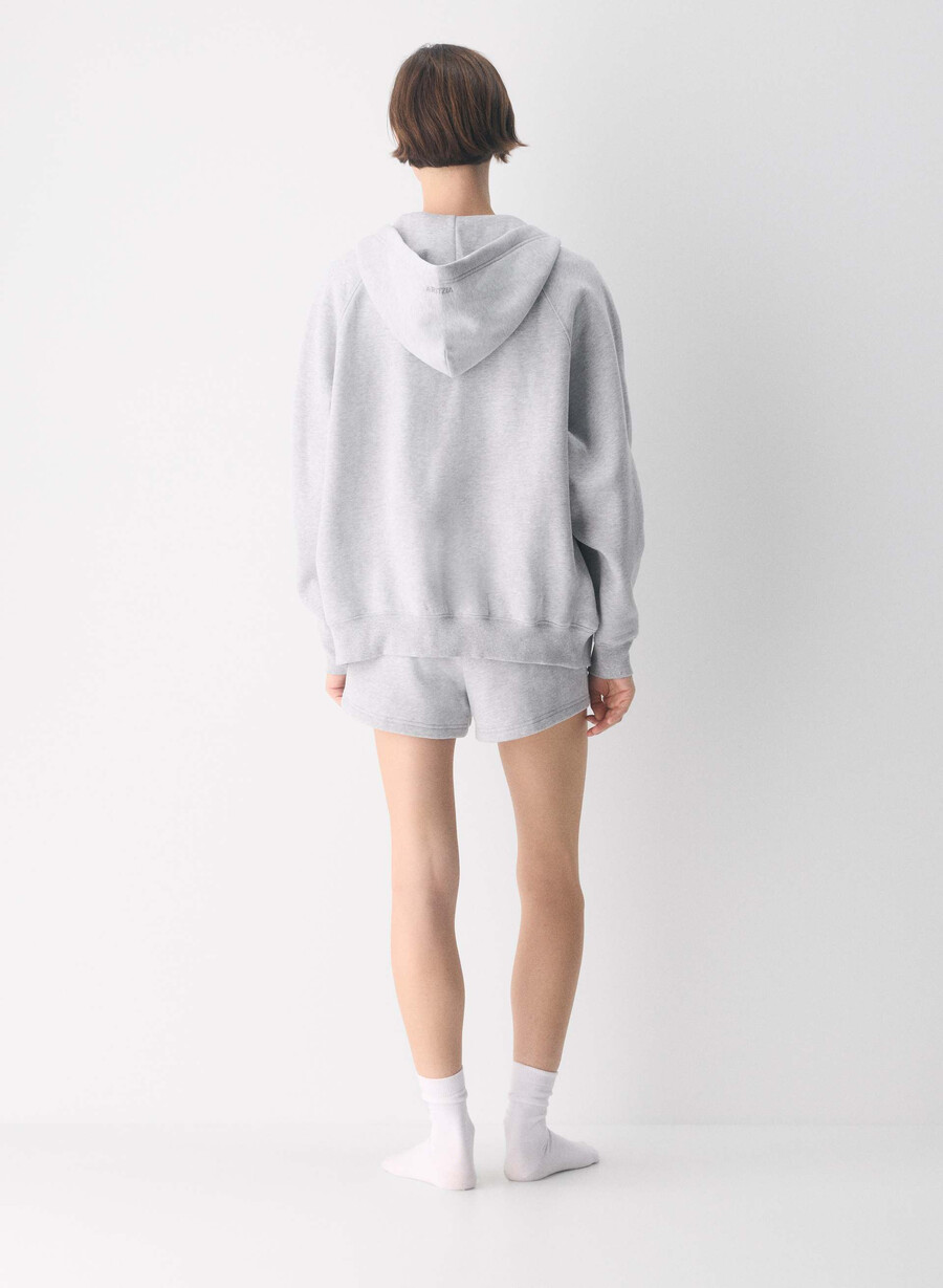 felpa con cappuccio e zip cozy sweatfleece mega raglan heather chrome