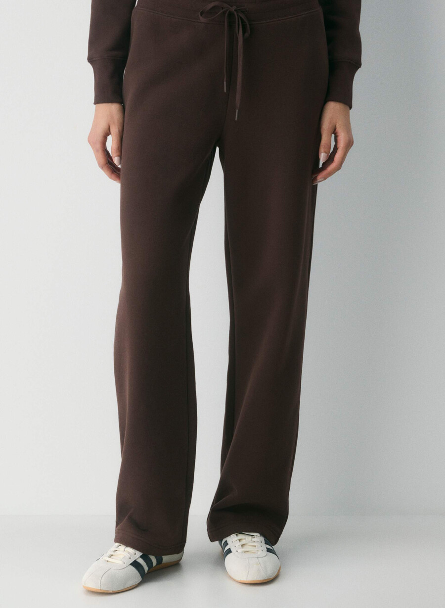 pantaloni della tuta comodi in pile con fascia color marrone mocha intenso