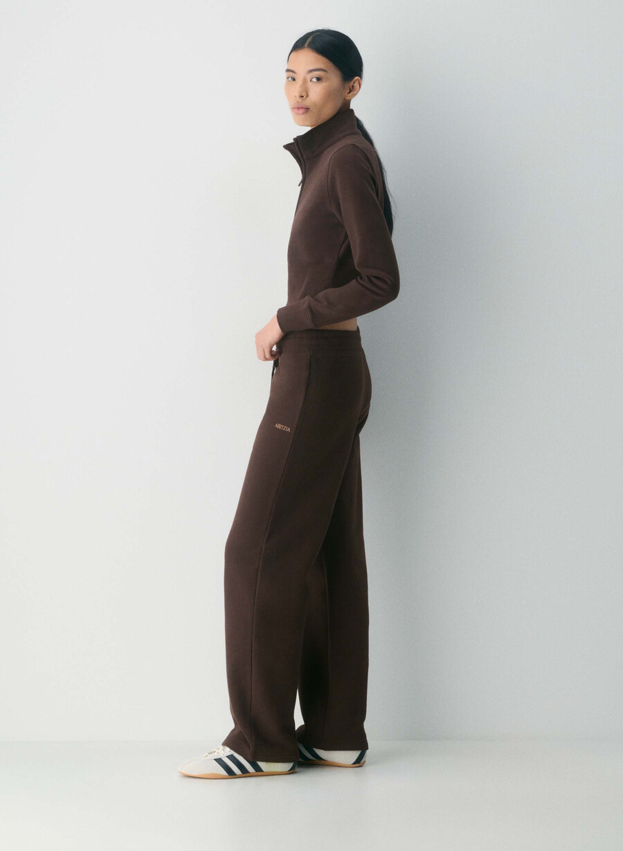 pantaloni della tuta comodi in pile con fascia color marrone mocha intenso