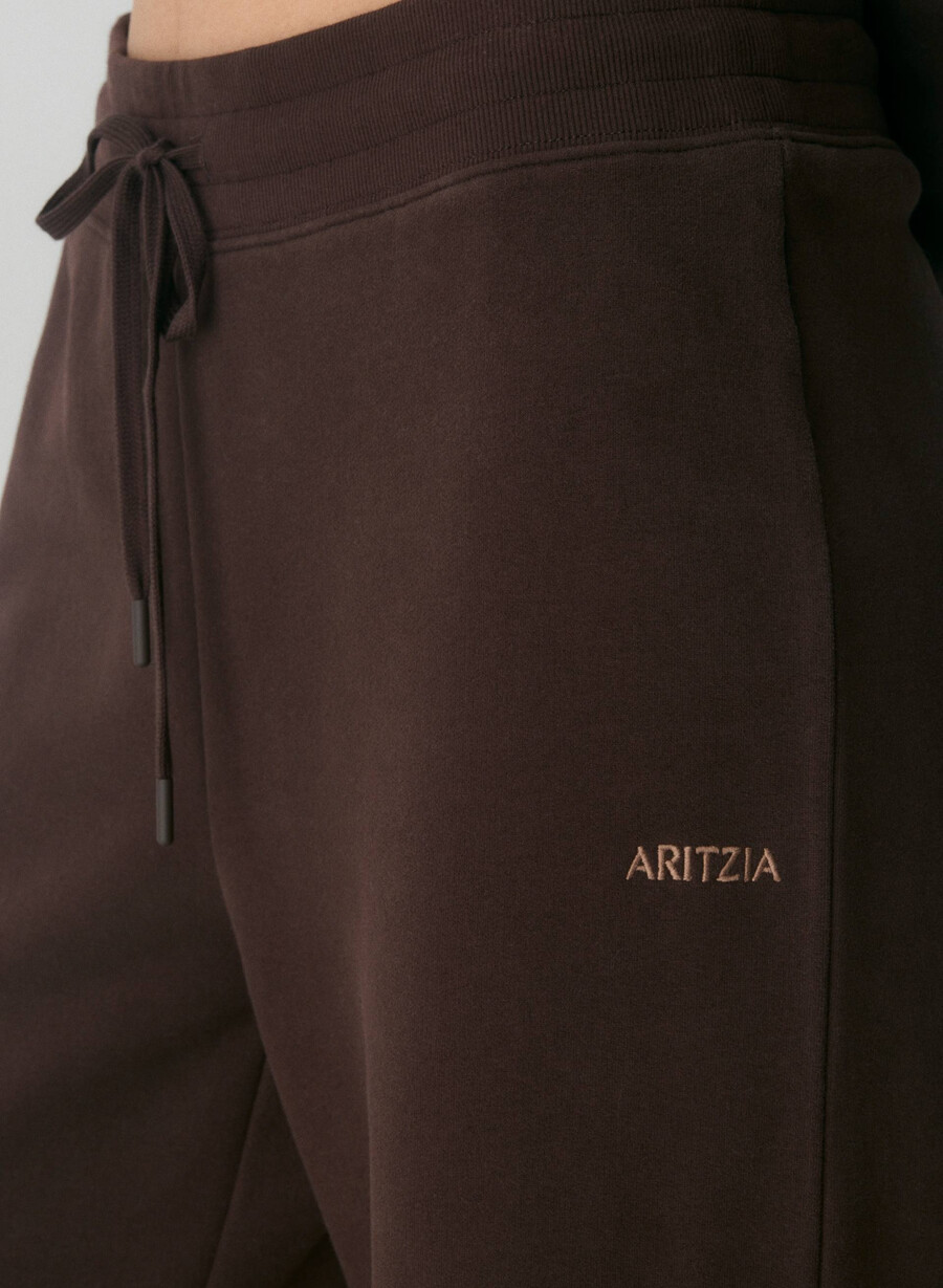 pantaloni della tuta comodi in pile con fascia color marrone mocha intenso