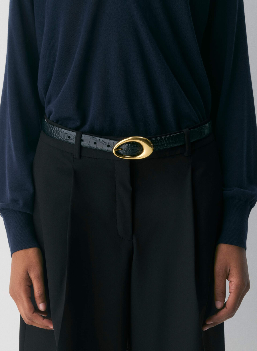 cintura in pelle perennial in ottone massiccio nerooro