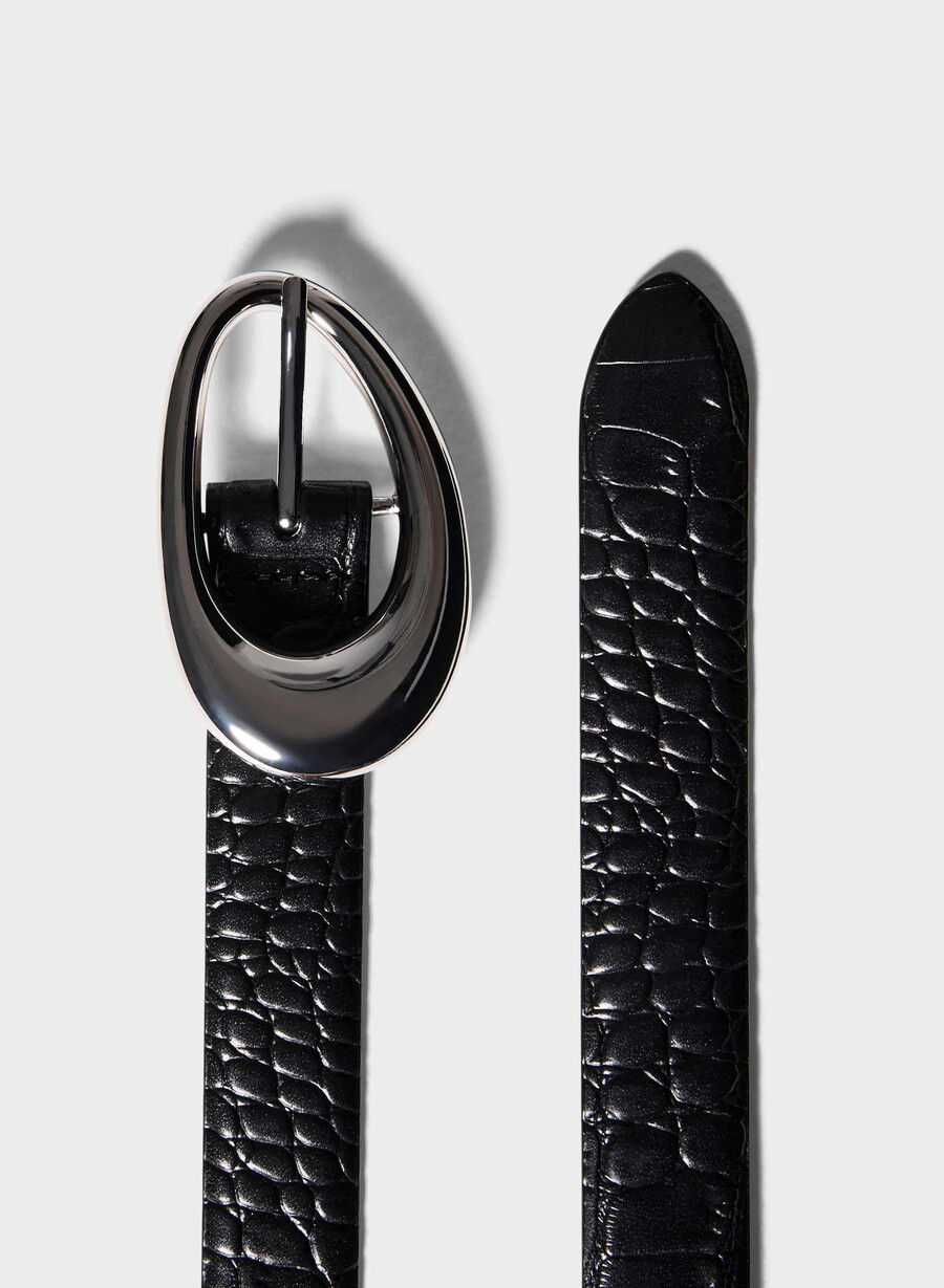 cintura in pelle perennial in ottone massiccio neroargento