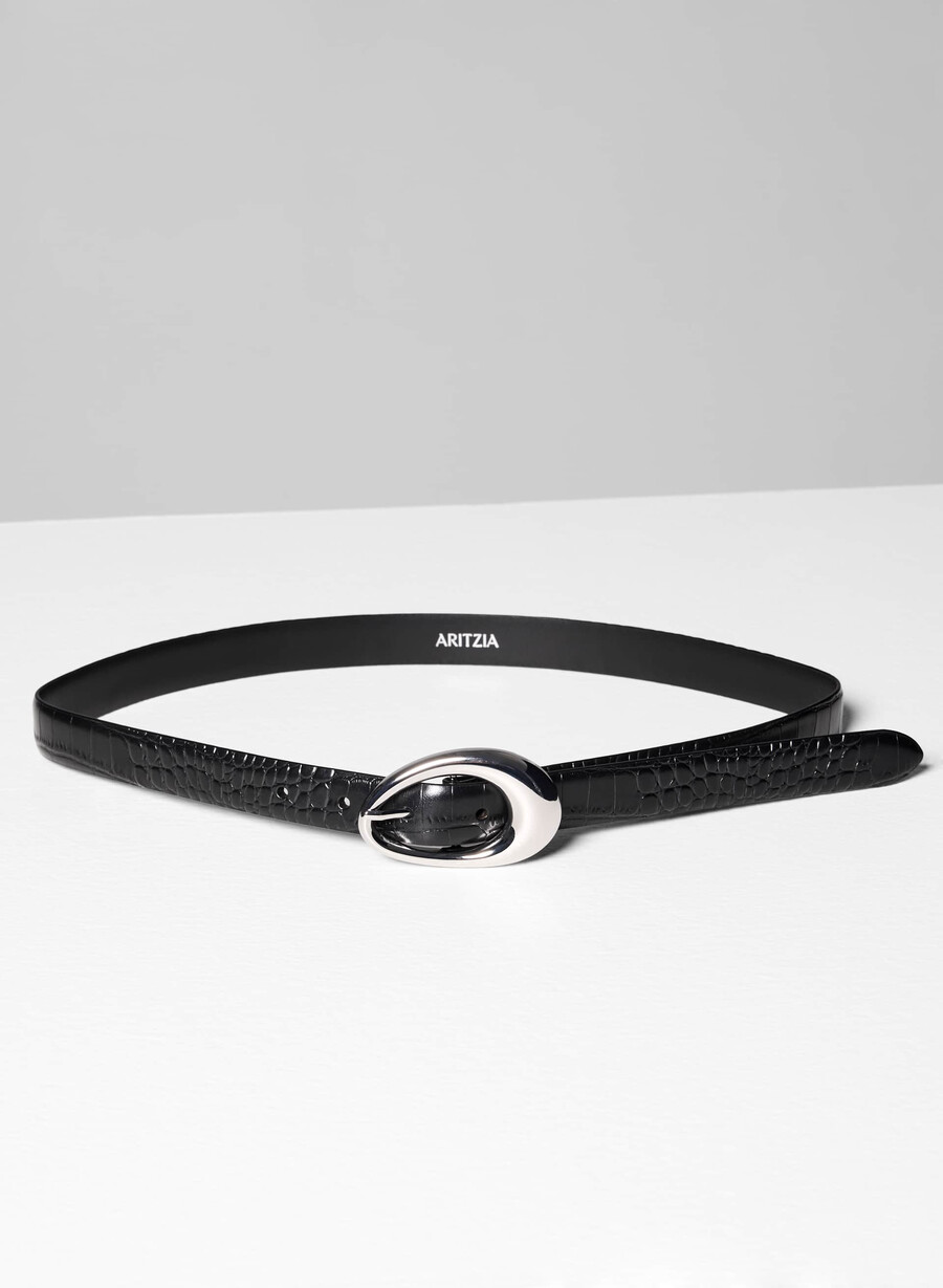 cintura in pelle perennial in ottone massiccio neroargento