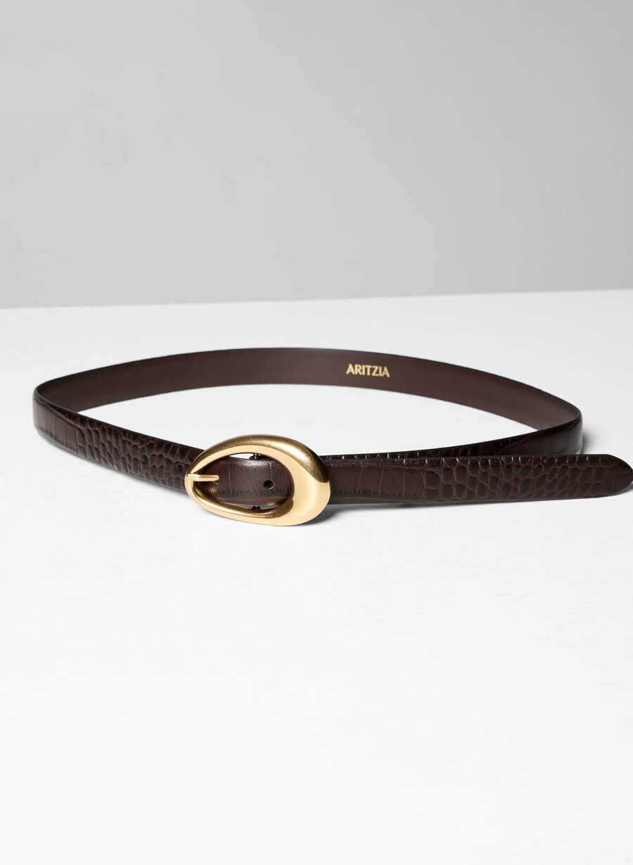cintura in pelle perennial in ottone massiccio colore marroneoro moderno