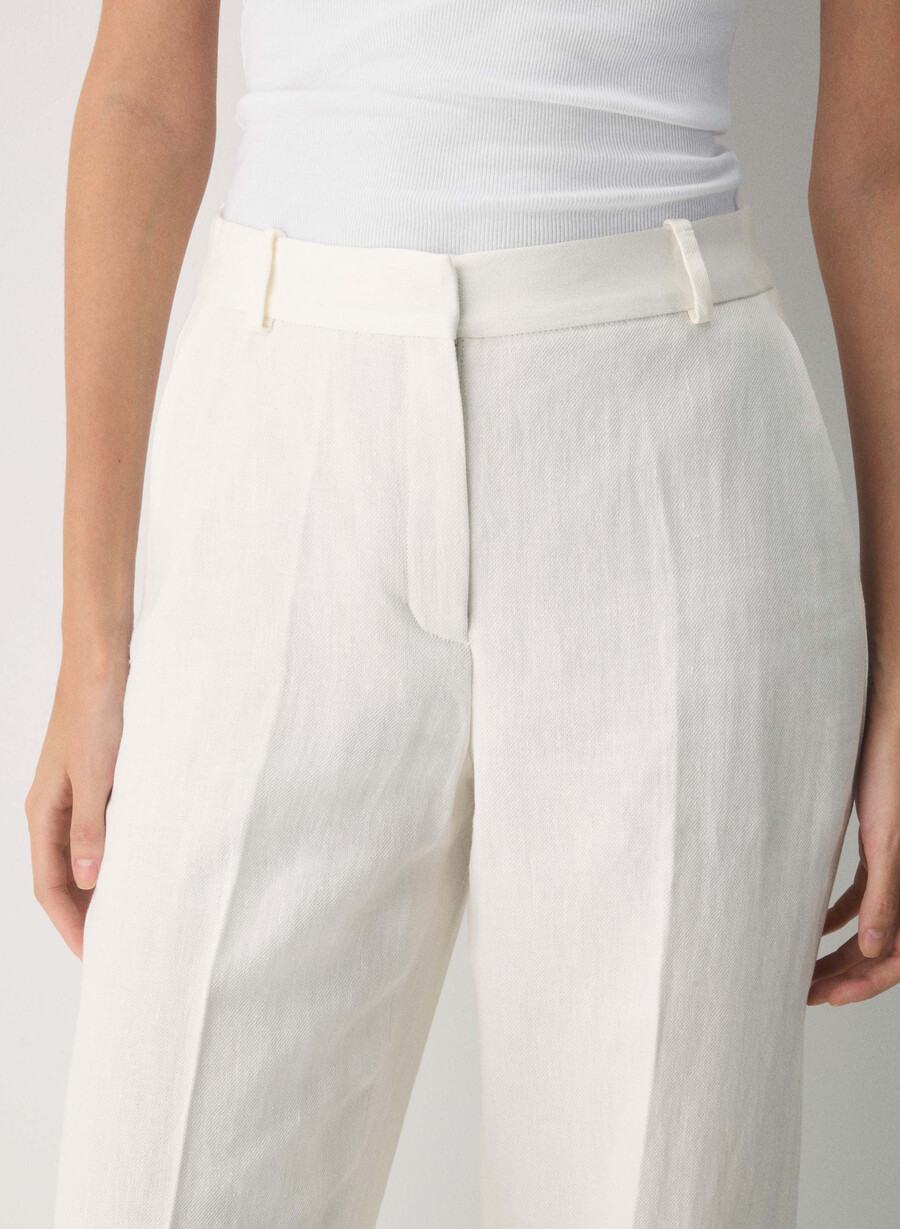 pantaloni new agency - lino betulla chiara