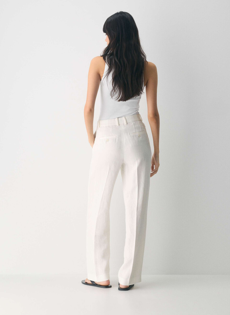 pantaloni new agency - lino betulla chiara