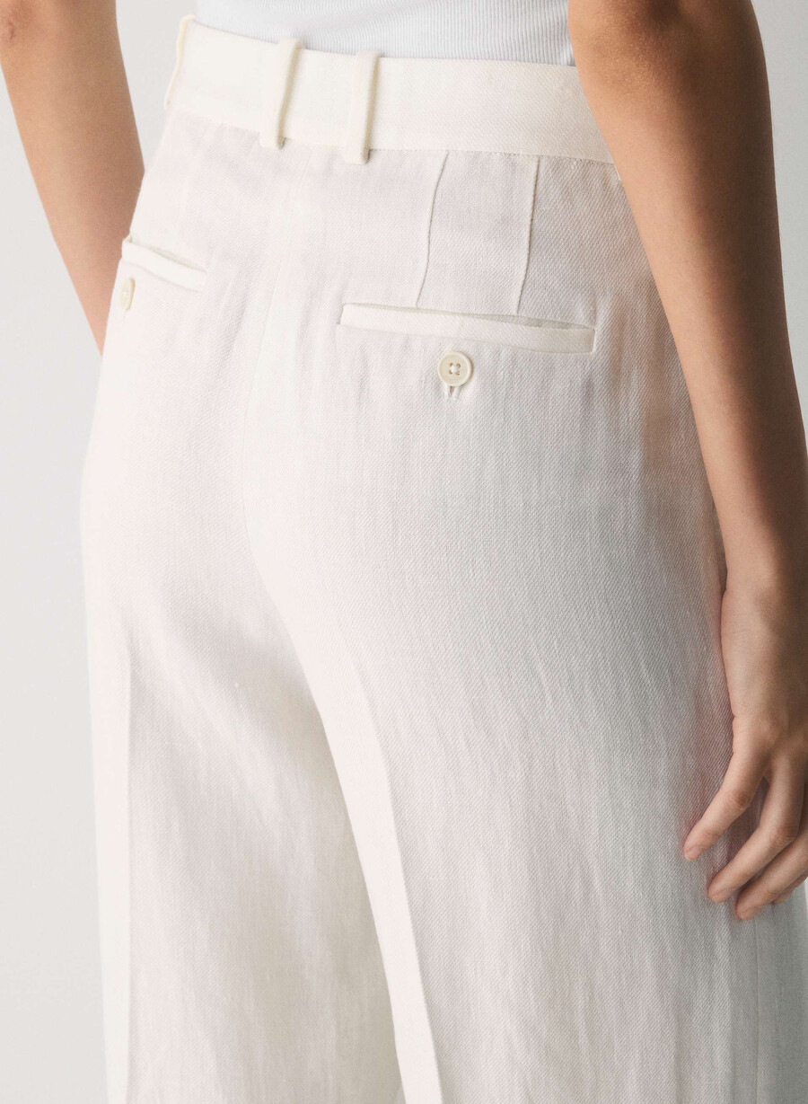 pantaloni new agency - lino betulla chiara