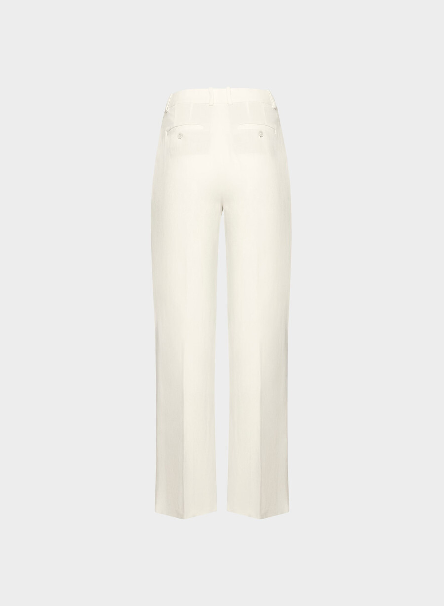 pantaloni new agency - lino betulla chiara