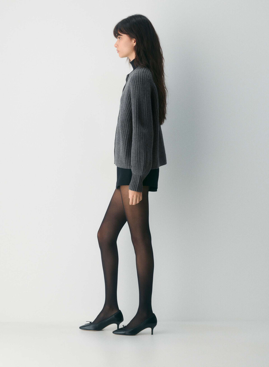 cardigan in lana e cashmere lanterna heather charcoal