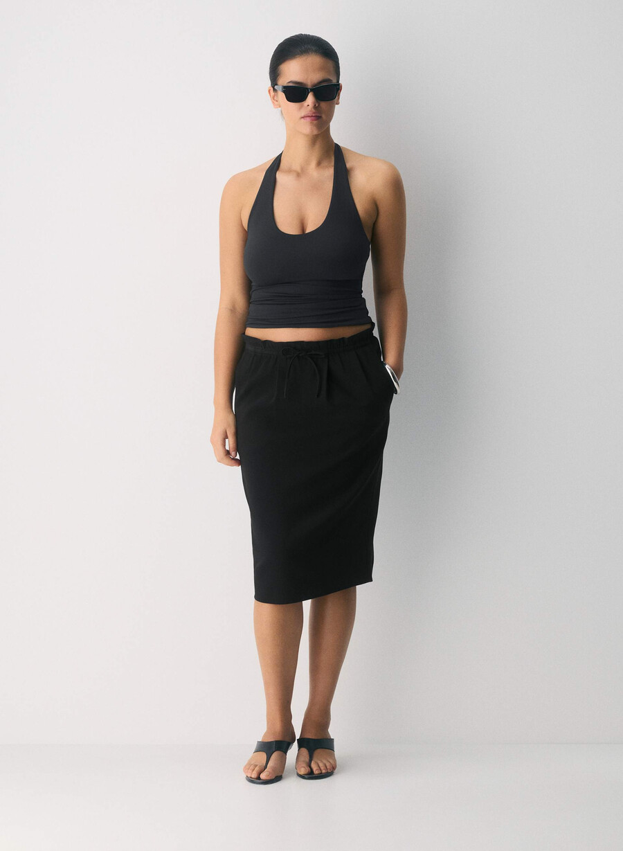 top originale contour transfix halter nero