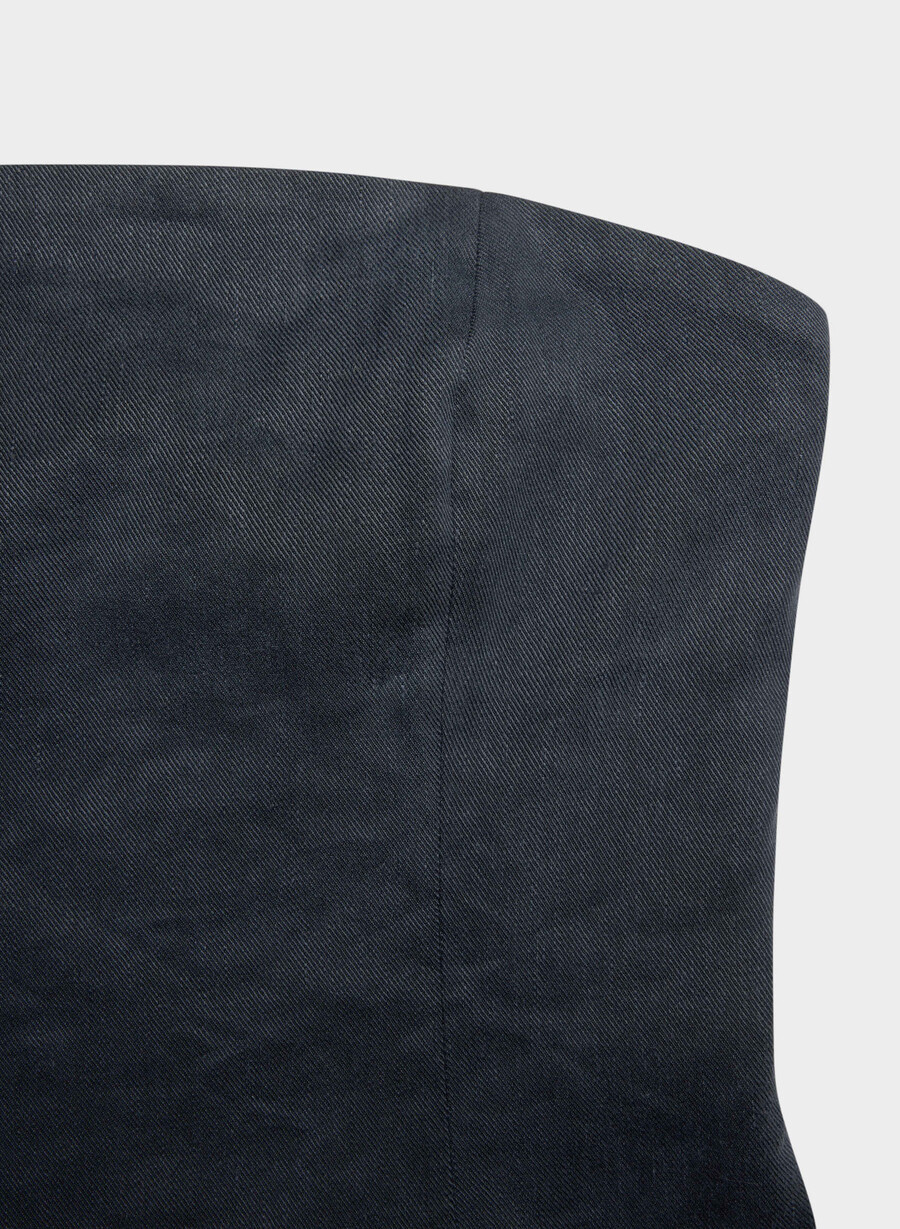 top a tubo in lino elegante dark navy