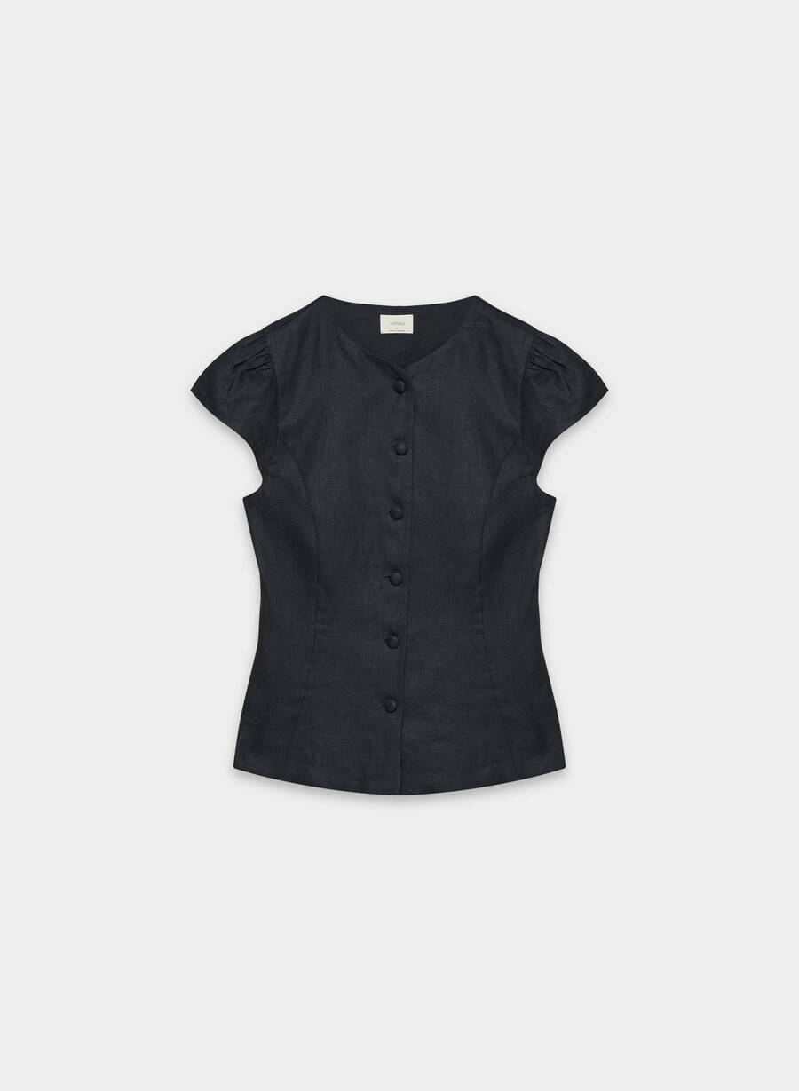 articolo top in lino dark navy