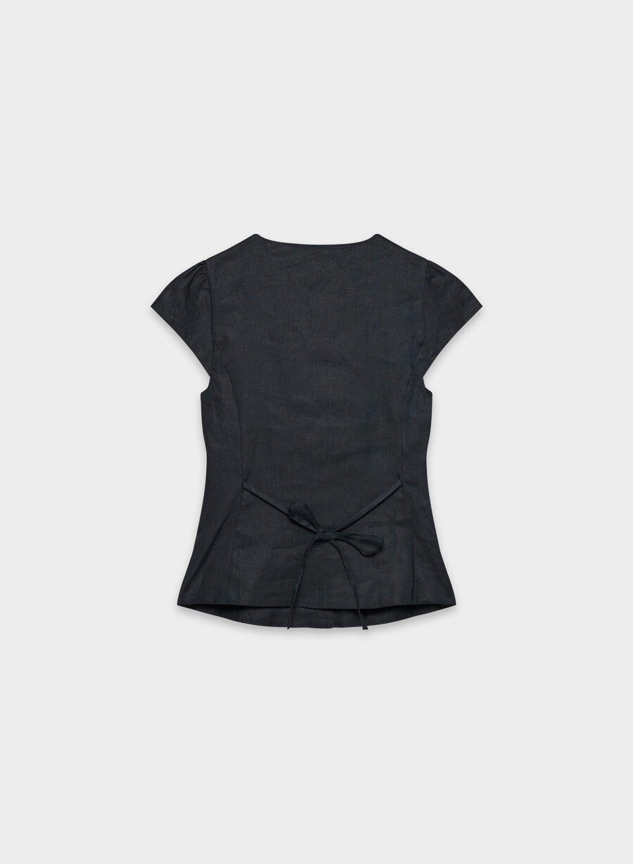 articolo top in lino dark navy