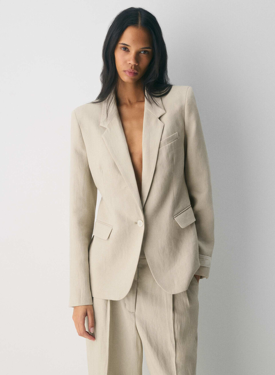 produttore blazer - lino pergamena beige