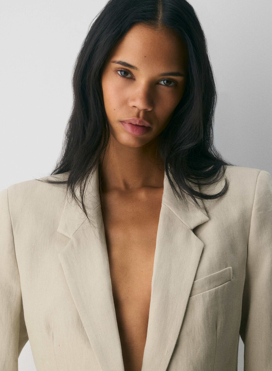 produttore blazer - lino pergamena beige