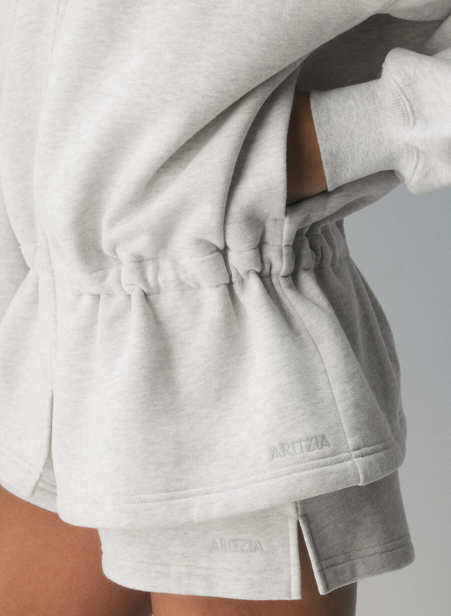felpa con cappuccio cozy sweatfleece mega cinch zip-up heather cloud white