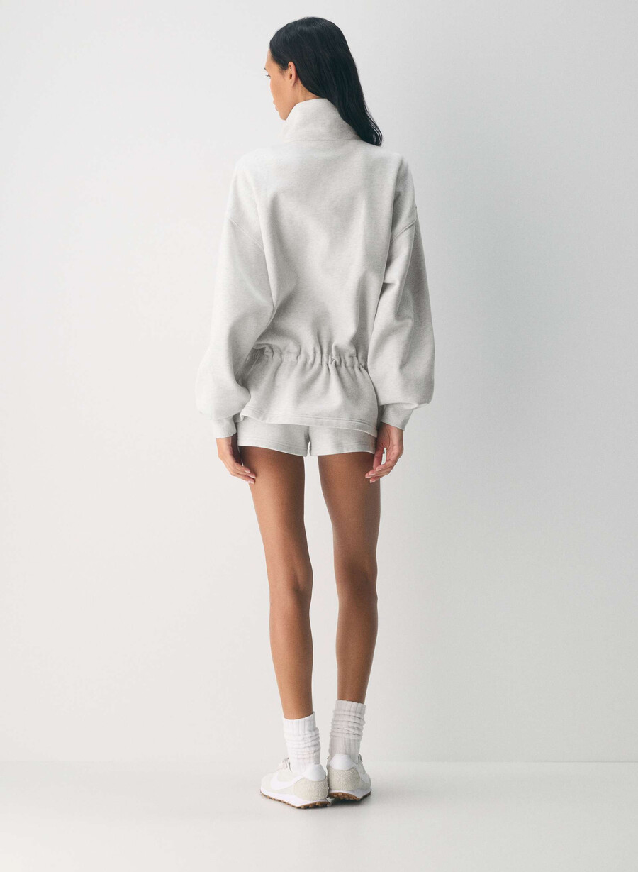 felpa con cappuccio cozy sweatfleece mega cinch zip-up heather cloud white
