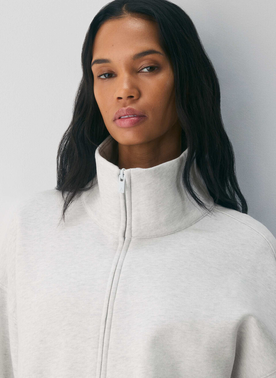 felpa con cappuccio cozy sweatfleece mega cinch zip-up heather cloud white