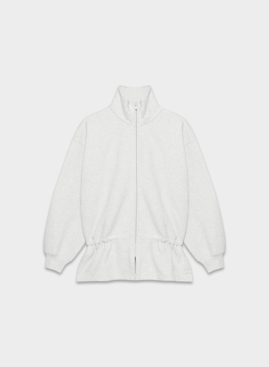 felpa con cappuccio cozy sweatfleece mega cinch zip-up heather cloud white