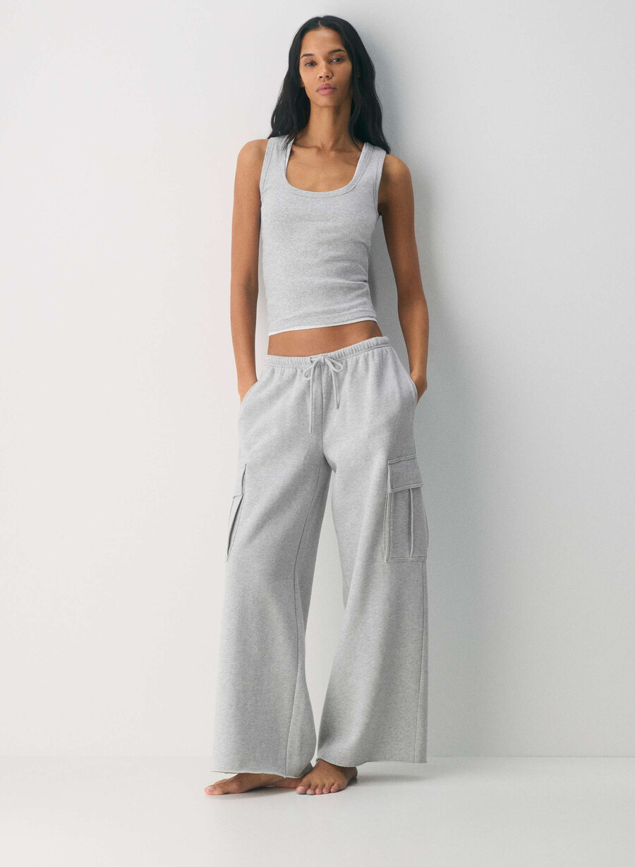 pantaloni da tuta cozy sweatfleece mega cargo flutter heather chrome