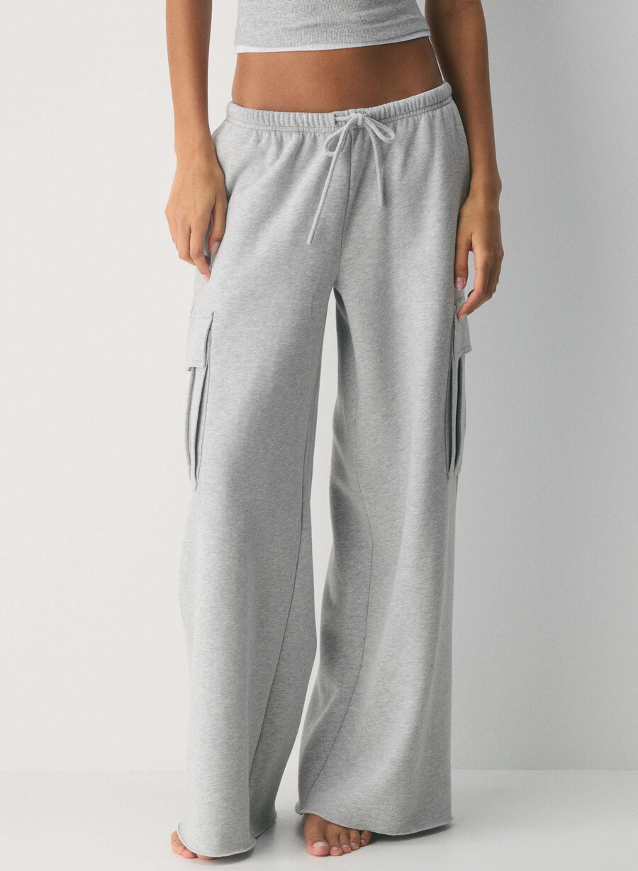 pantaloni da tuta cozy sweatfleece mega cargo flutter heather chrome