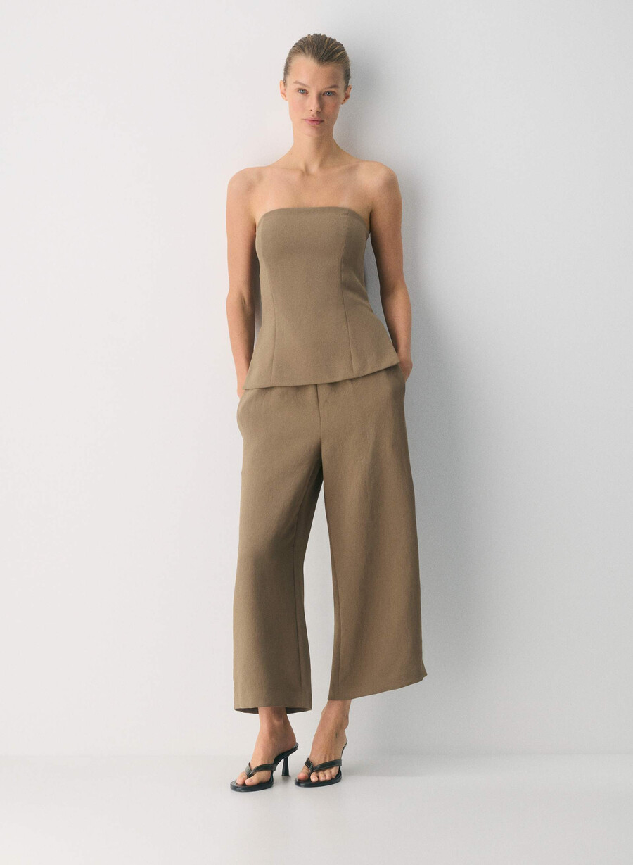the lodge pant cropped - crepette folio brown
