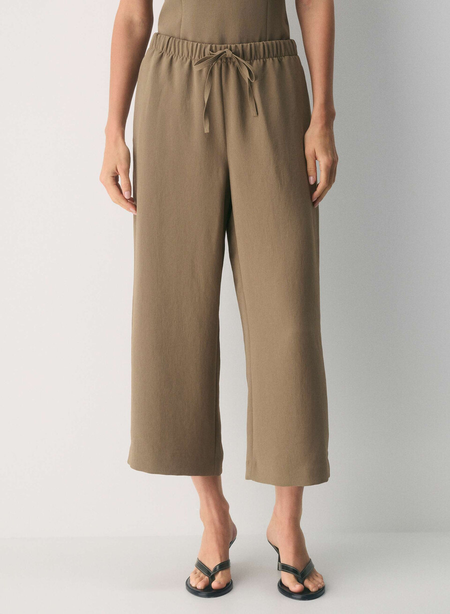 the lodge pant cropped - crepette folio brown