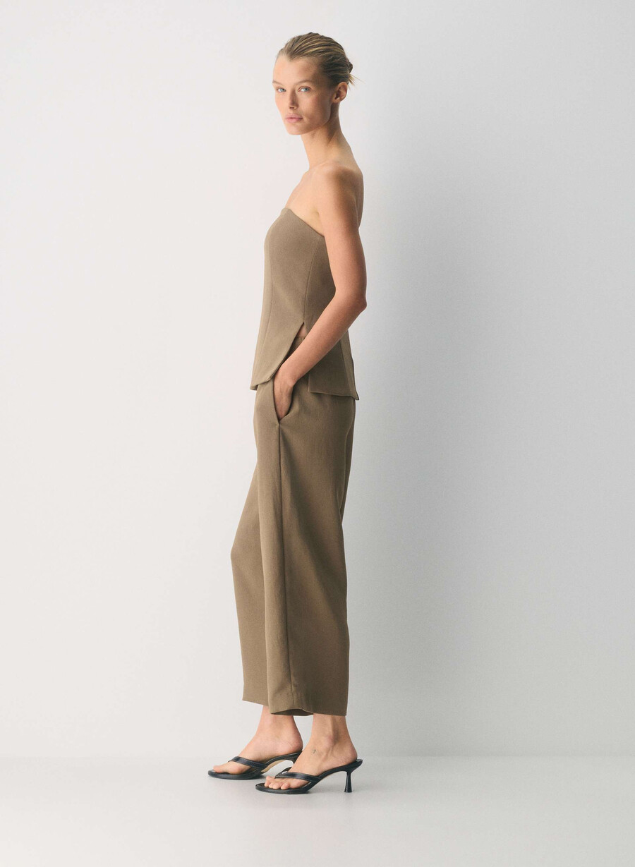 the lodge pant cropped - crepette folio brown