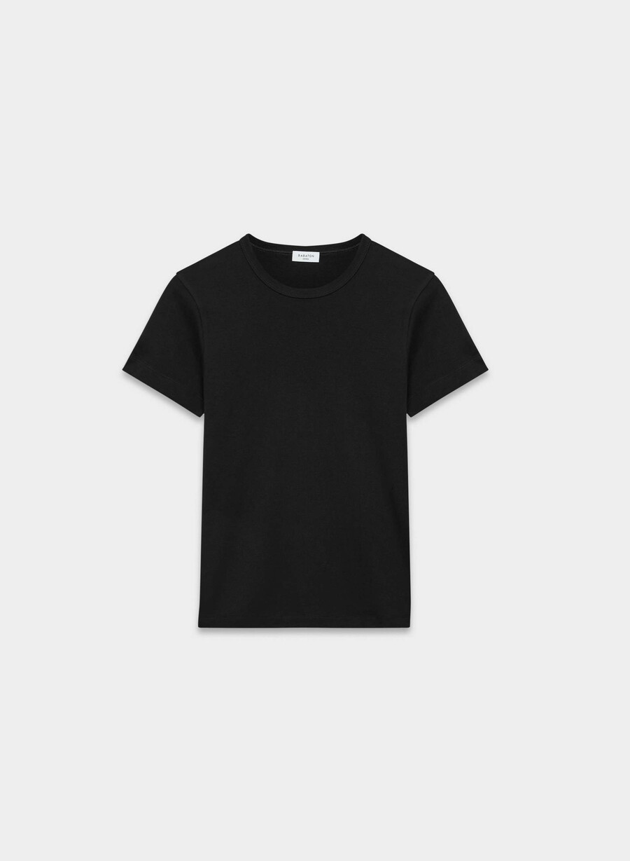 t-shirt with in cotone interlock nera