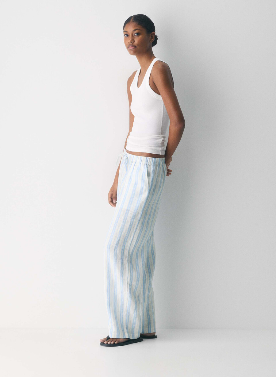 pantaloni in lino sail ls strp ok pstcrd b