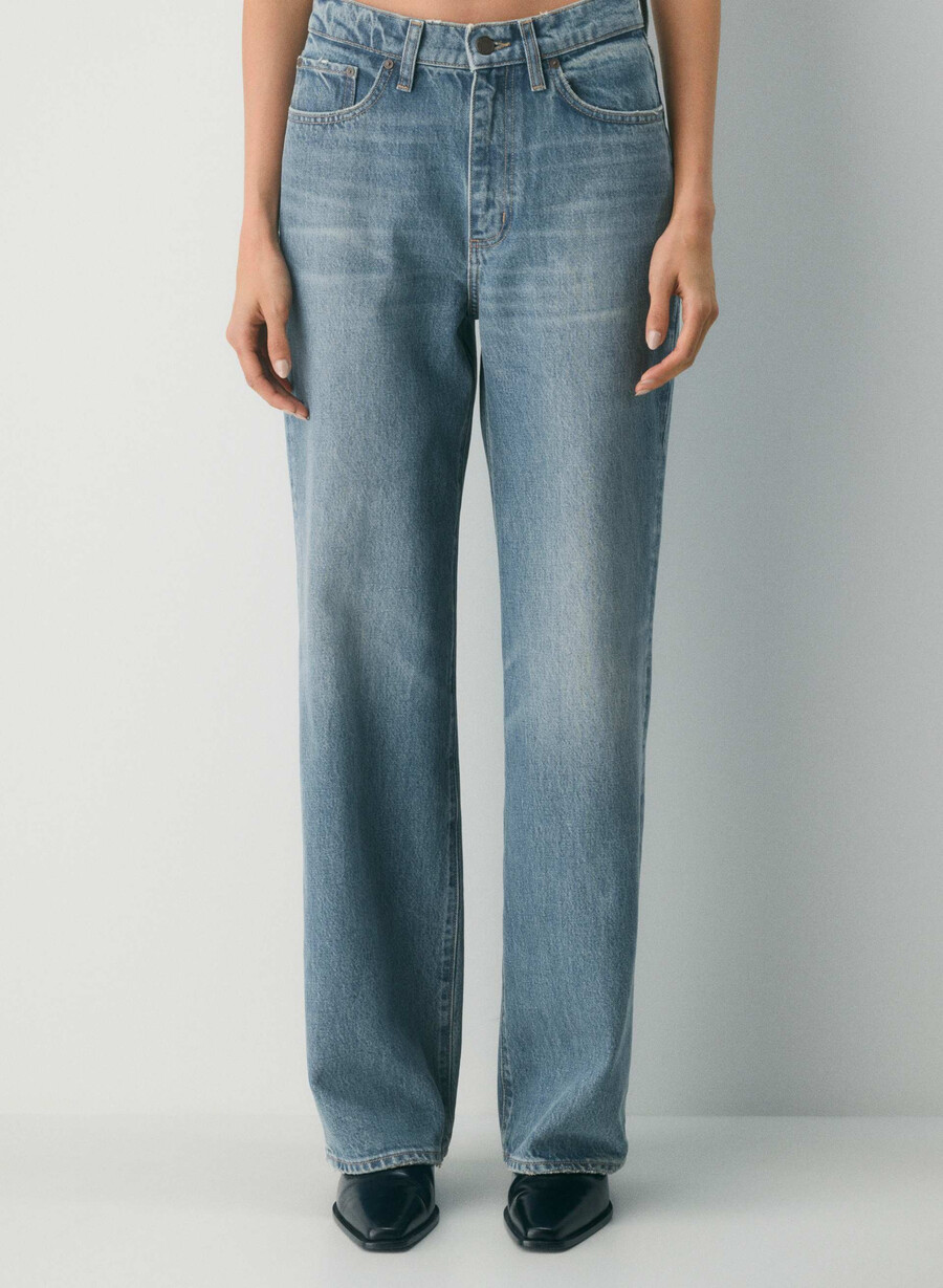 denim forum cleo jeans larghi a vita alta rilassati vintage blu medio