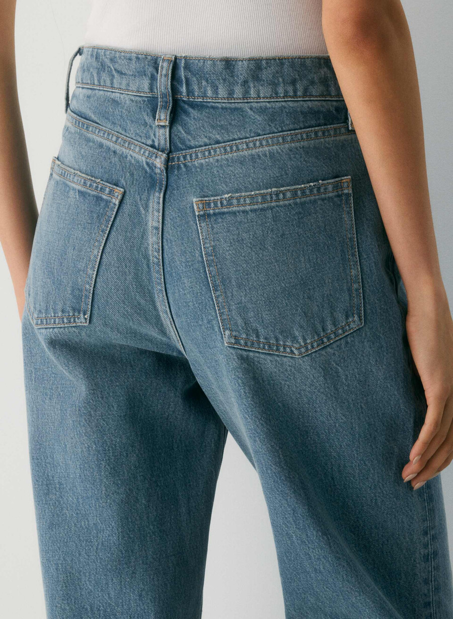 denim forum cleo jeans larghi a vita alta rilassati vintage blu medio