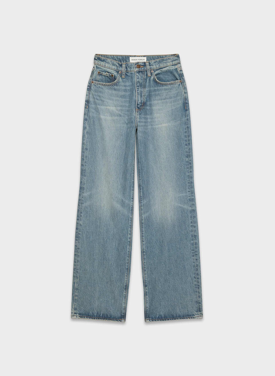 denim forum cleo jeans larghi a vita alta rilassati vintage blu medio
