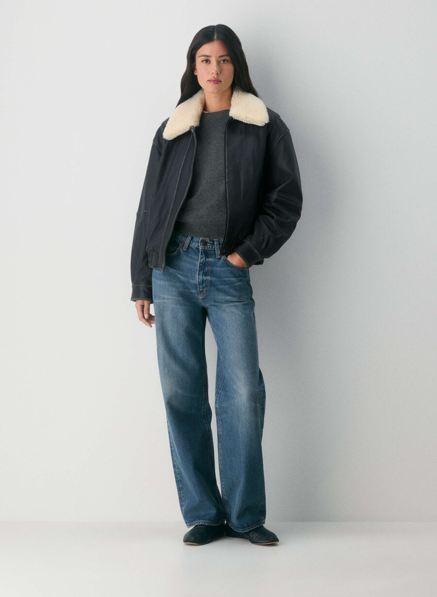 denim forum cleo jeans larghi a vita alta rilassati vintage blu scuro