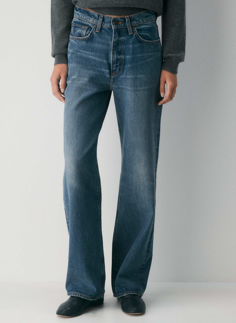 denim forum cleo jeans larghi a vita alta rilassati vintage blu scuro