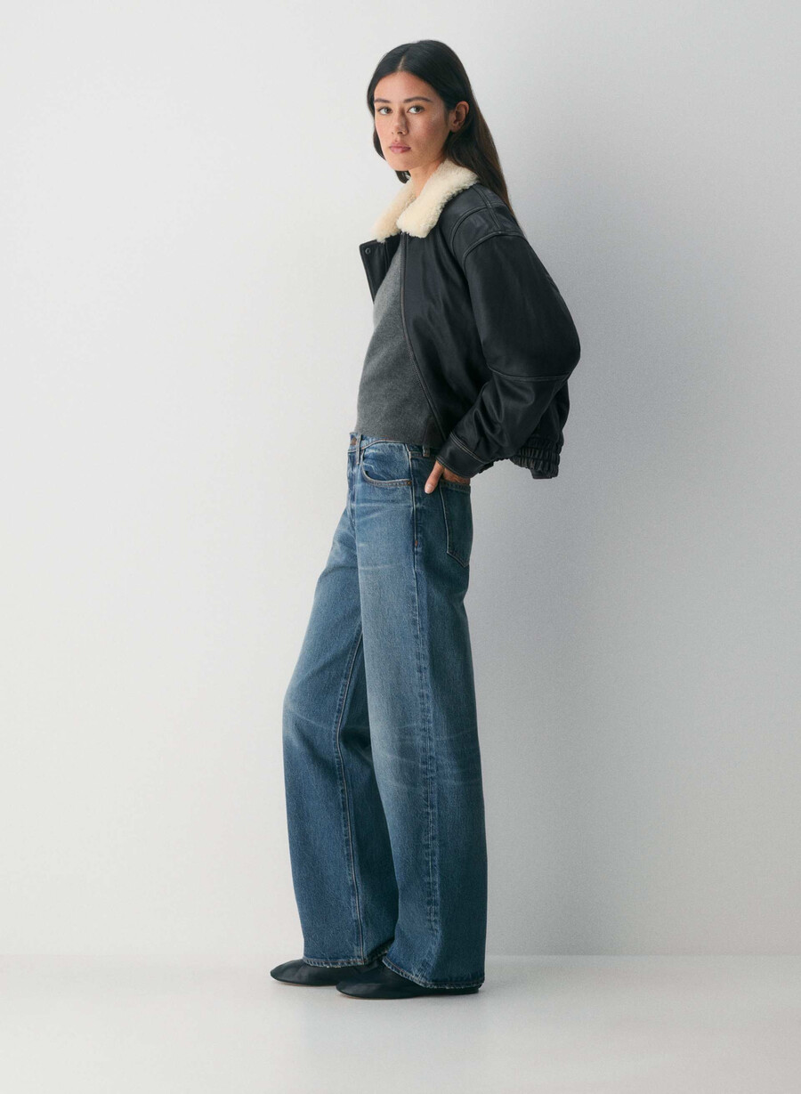 denim forum cleo jeans larghi a vita alta rilassati vintage blu scuro