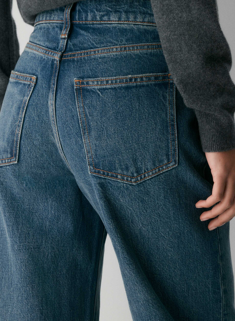 denim forum cleo jeans larghi a vita alta rilassati vintage blu scuro