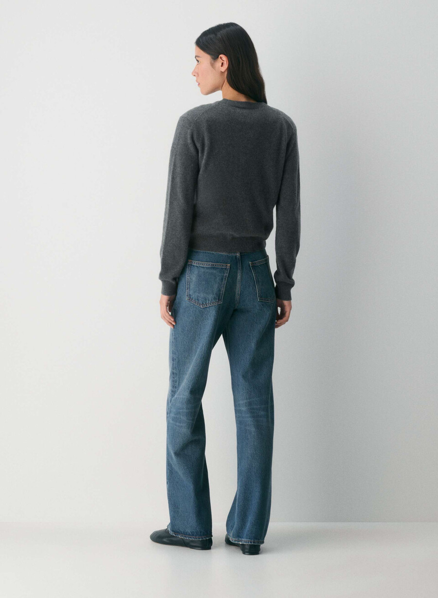denim forum cleo jeans larghi a vita alta rilassati vintage blu scuro