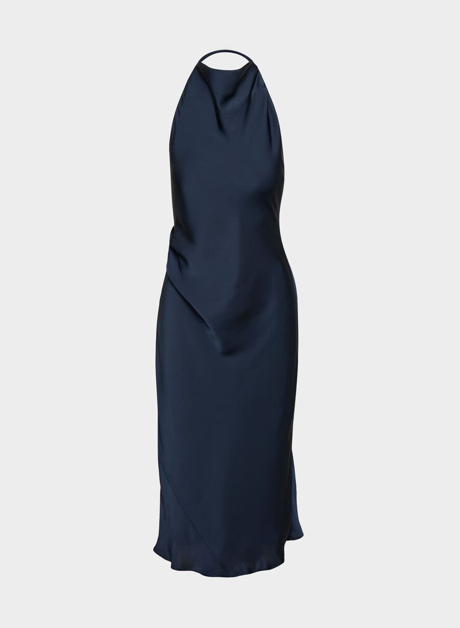 abito da sera in raso con scollo allamericana admiral