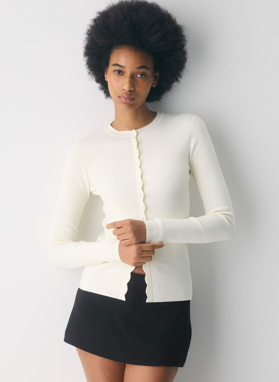 cardigan shelly - filato wonder betulla chiara