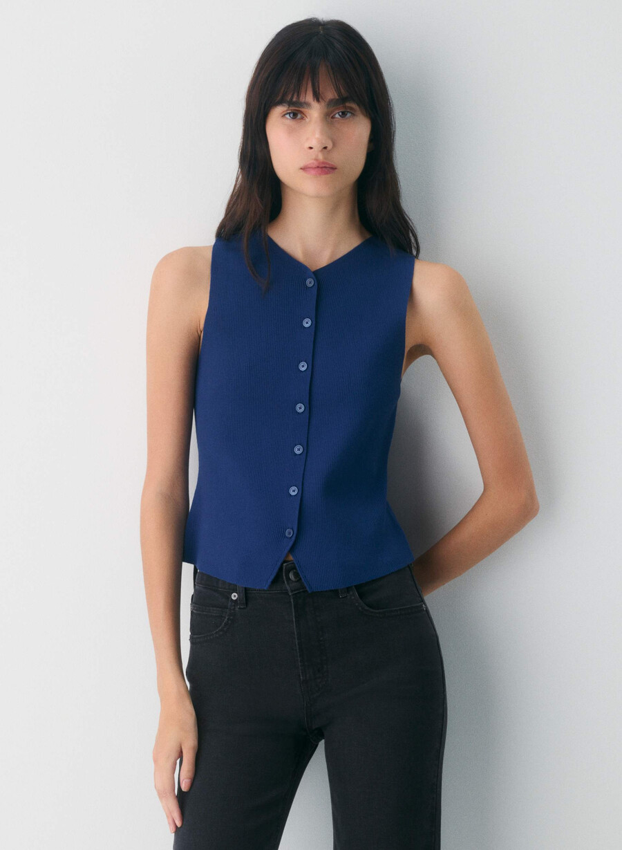 gilet da croquet - wonder yarn byron blue
