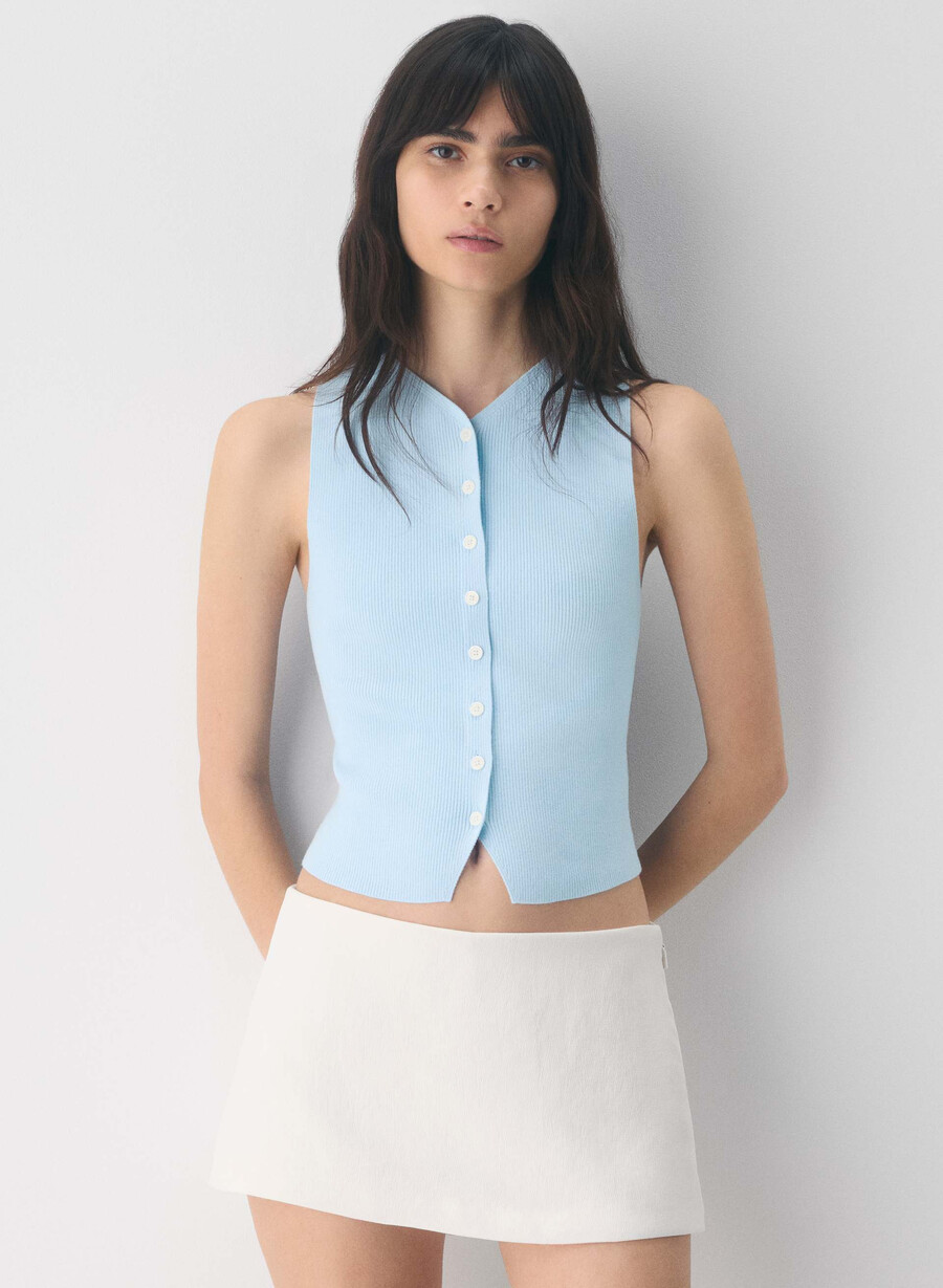 gilet da croquet - wonder yarn villa blue