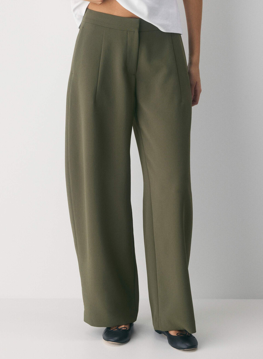 pantaloni helix barrel - crepette oliva scura