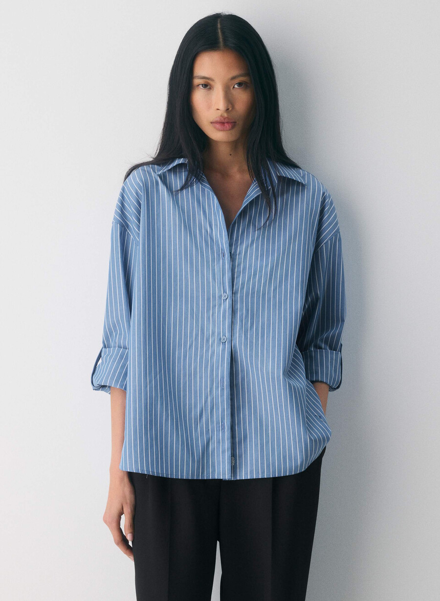 camicia in popeline darchivio mtchl strp fr bluwt