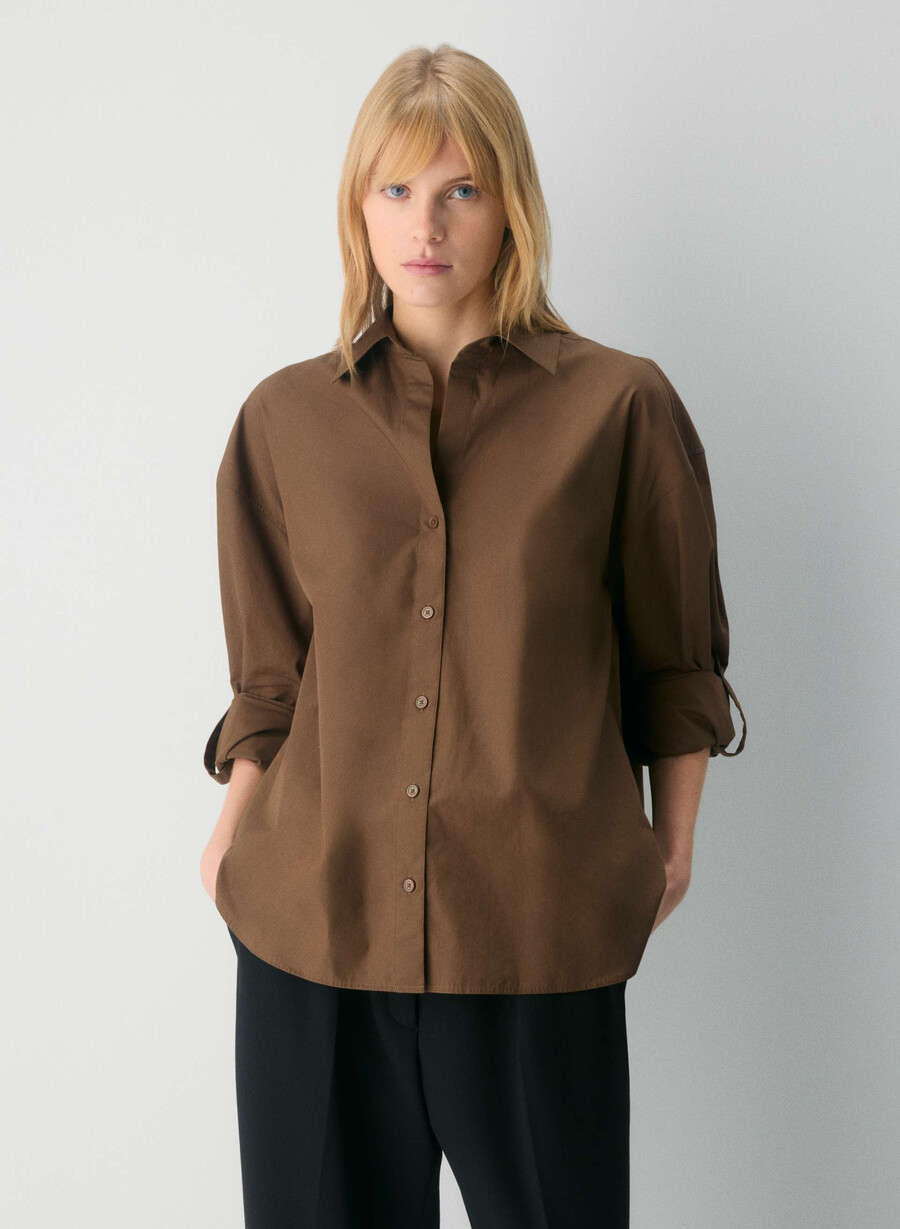 camicia in popeline darchivio cello brown